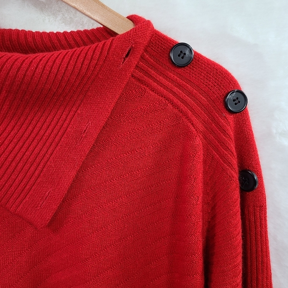 Assymetrical Neckline Red Sweater Liz Claiborne - Picture 4 of 5